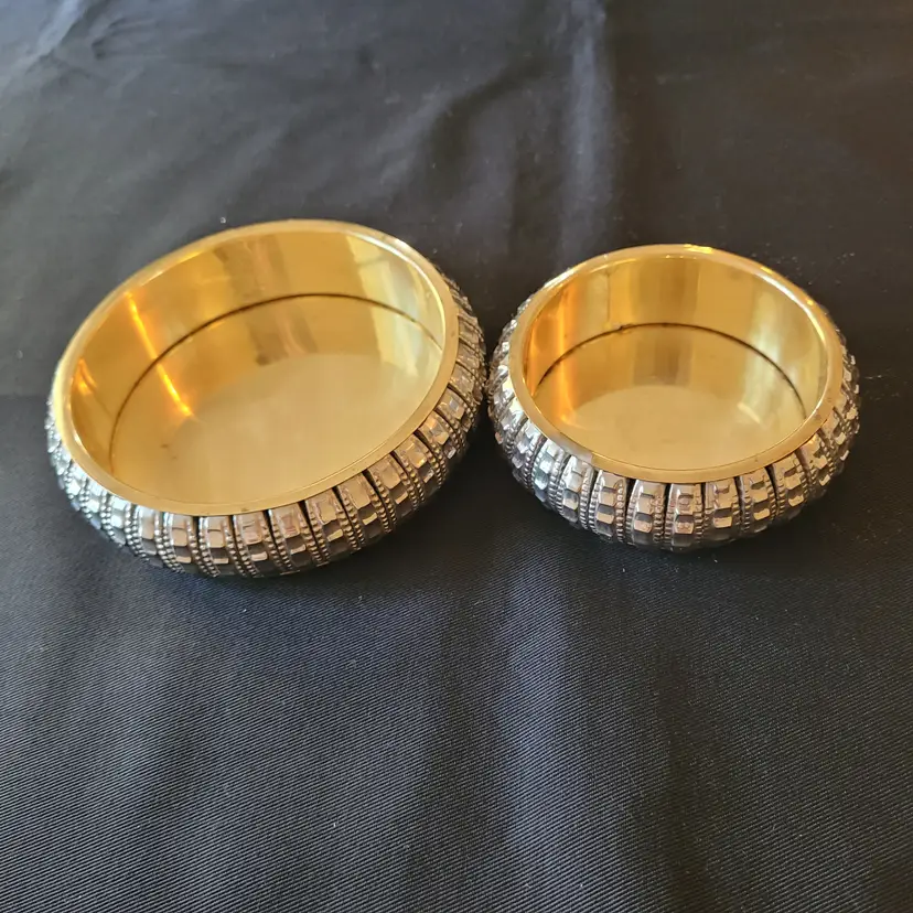 Vtg Pier 1 Imports Candle Holders Set of 2 Brass & Metal 4.5 and 3.5 inches