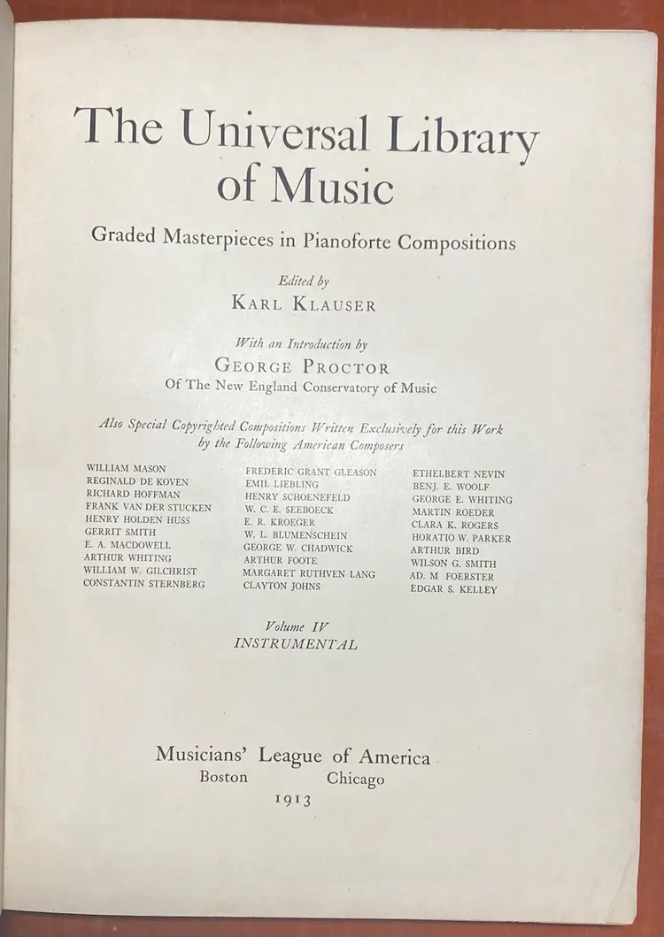 1913 The Universal Library Of Music