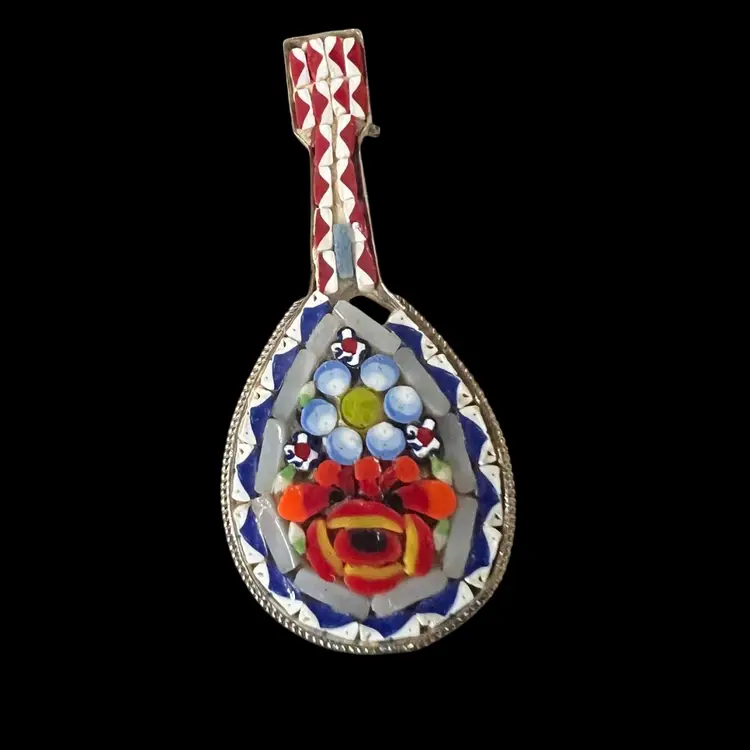 #03 - Vintage Micro Mosaic Pin Made In Italy (Brooch)