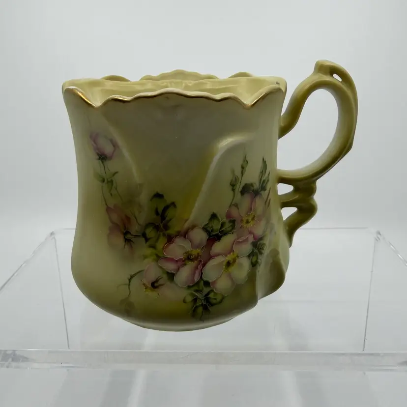 Vintage Nippon Shaving Scuttle Mustache Mug Ornate Hand Painted Gold Accents
