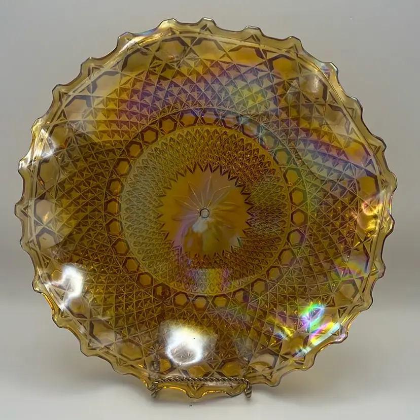 Vintage Marigold Carnival Glass Plate