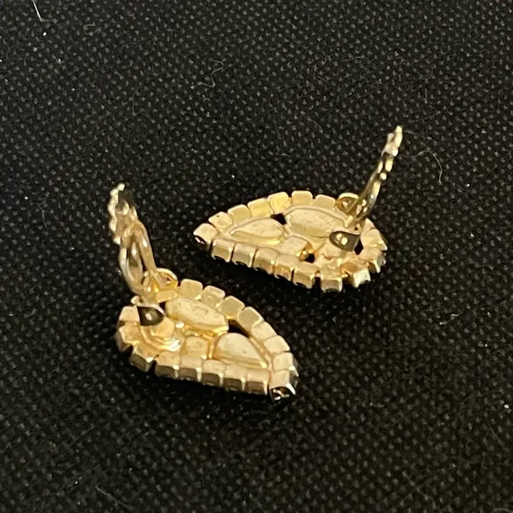 Vtg Weiss Glass Rhinestone Gold Clip Earrings Paisley Rainbow Fruit Salad Rare