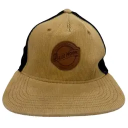 Corduroy Blue Moon Leather Patch Logo Flat Brim Brown Unisex Snapback by Legacy