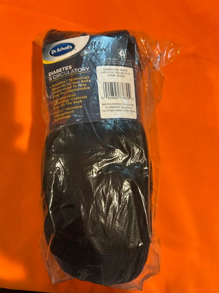 Dr. Scholl's Men's Big and Tall Diabetes & Circulatory Ankle Socks 13-15, 6 Pack