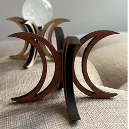 Sapele - Crescent Moon Wooden Crystal Sphere Stand