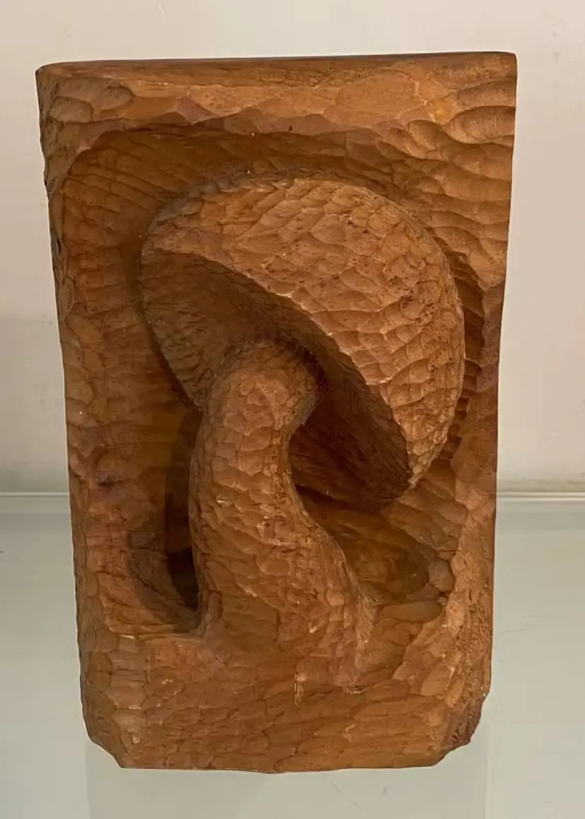 Vintage 1977 Signed Hand-carved Wooden Mushroom Sculpture