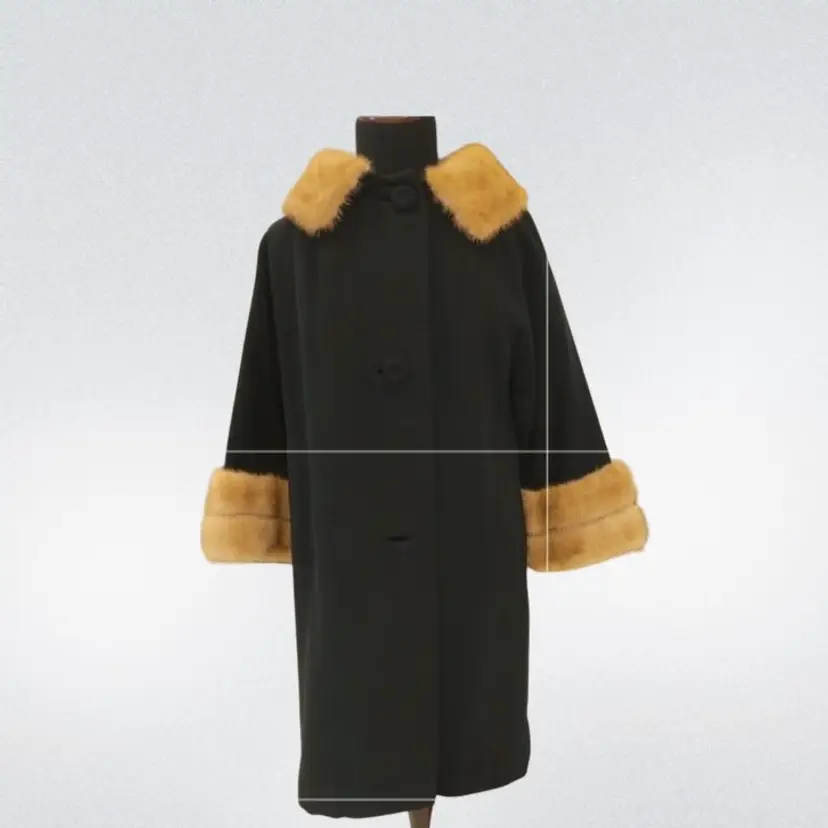 Vintage Jordan Marsh 50’s-60’s Wool Coat with Mink Fur Trim