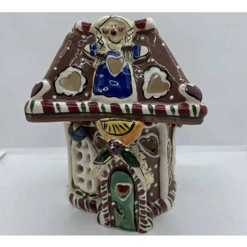 Blue Sky Clay Works 2002 Gingerbread Man House Candle Tealight Holder