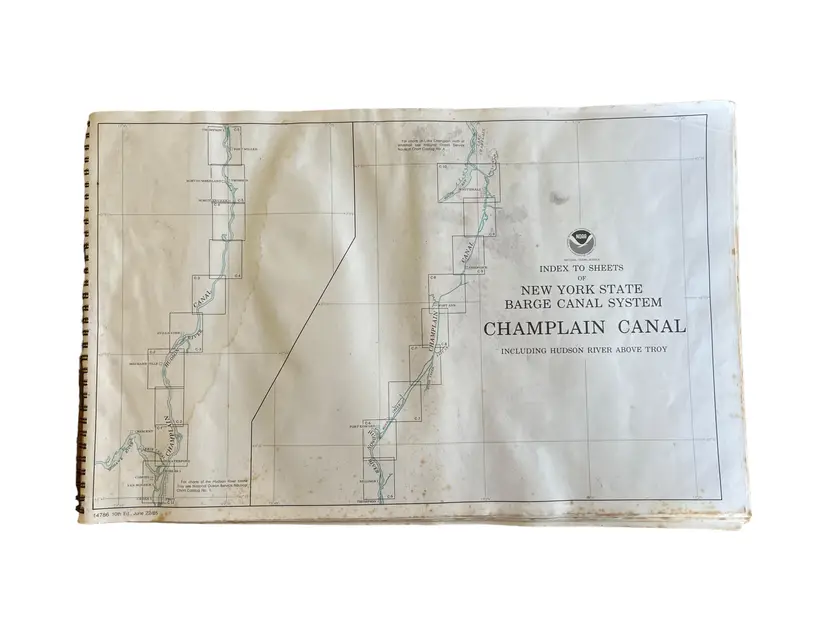 Recreational Chart 147860 Index to Sheets of NYS Barge Canal System. 10th Edition- 1985. Cruising Sailing Boating | Maps Navigation Guide.