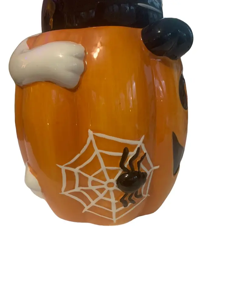 David’s Cookie Jar Vintage Ceramic Halloween Pumpkin Ghost Black Cat