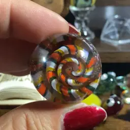 #01 - 1.25" David Swendemen  Mushroom Family Marble Front And Back Photos