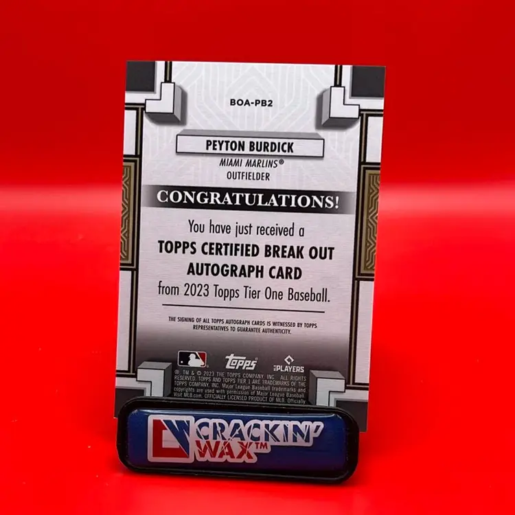 Peyton Burdick 2023 Topps Tier 1 Certified Break Out Auto 187/299 Miami Marlins