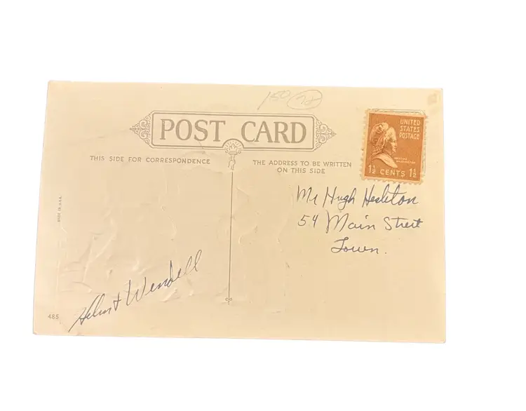 Kids on Beach Humor Valentine’s Day Postcard C.  1940 WWII Era Embossed Ephemera