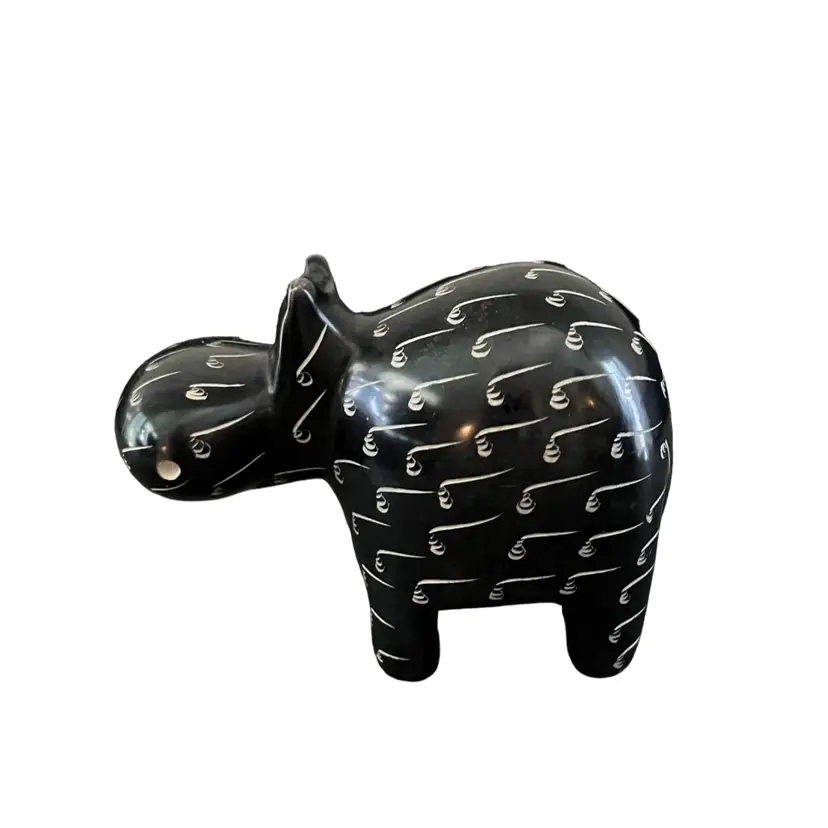 Vintage African Stone Carved Hippo