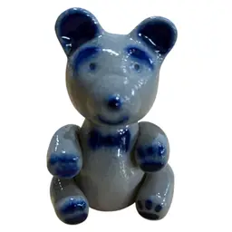 Eldreth Pottery Cobalt Blue Salt Glazed Bear figurine