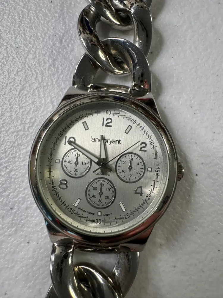 Lane Bryant Silvertone Link Bracelet Watch - New Battery - Working 7 1/2