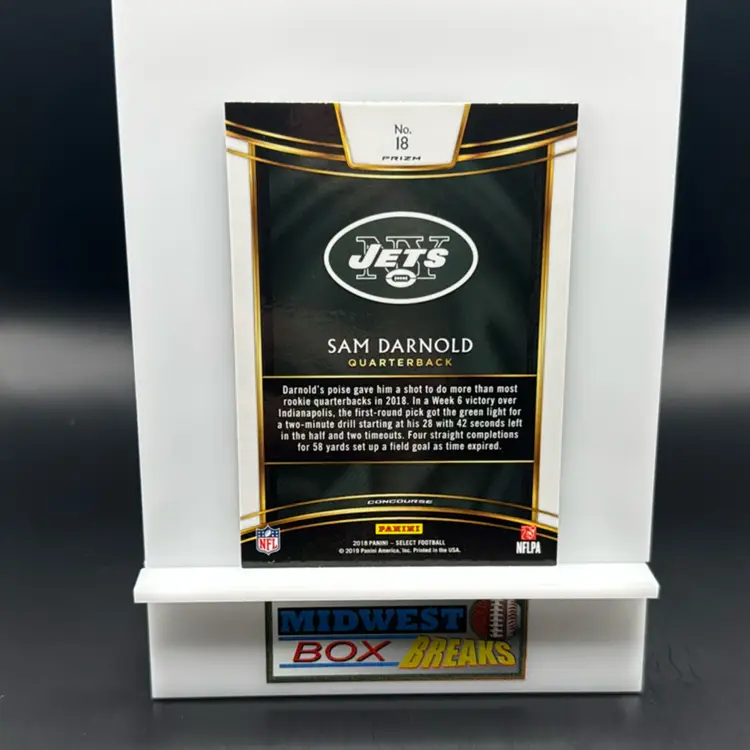 Sam Darnold Rc Silver Prizm Concourse 2018 Panini Select New York Jets MBBCRD