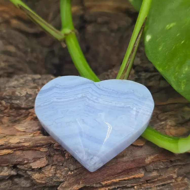 Blue Lace Agate Heart ~ Polished Crystals