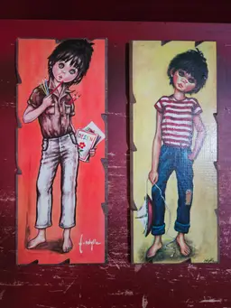 1970s art in big eyes style