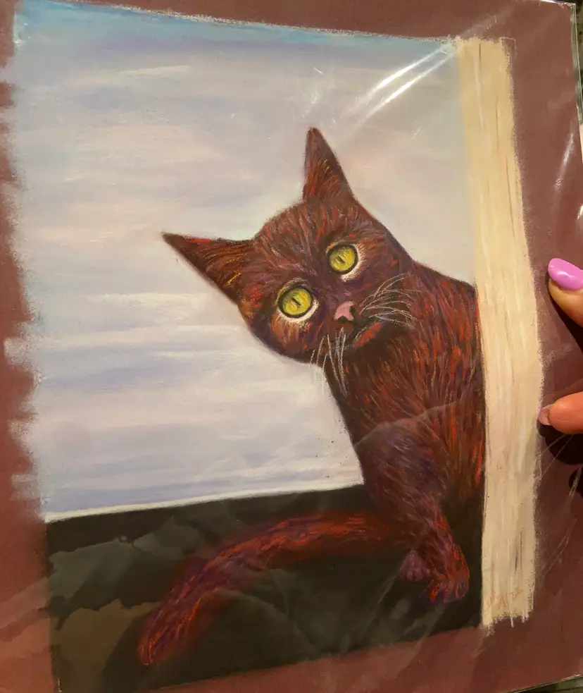 "Fuzzy Kitty" 9.5 x 11.75 8.5 x 11.25 Medium: Pastel, Original Work by Letitia Collins