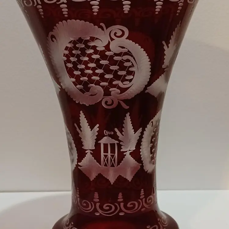 Exquisite Bohemian Czech Crystal Cut To Clear Vase
