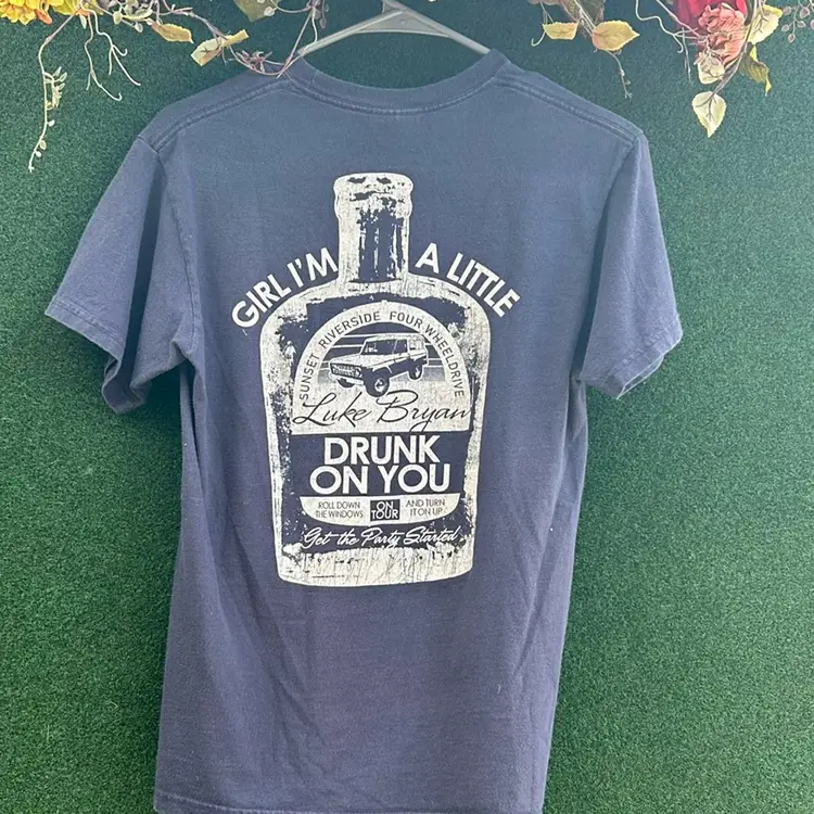 Luke Bryan On Tour T-shirt, Blue Printed Graphic T-Shirt