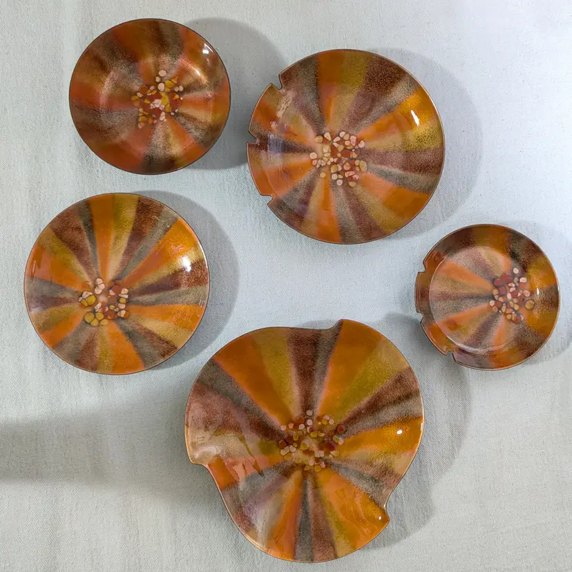 Bovano MCM Enamel on Copper Tray 5-Piece Matching Set