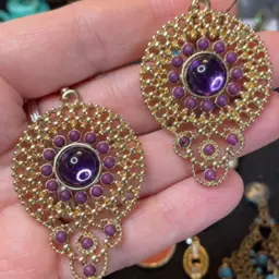 Royal Purple Dangle, Fish Hook Earrings