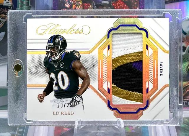 Ed Reed 2023 Flawless 20/25 JERSEY NUMBER MATCH Patch Gold Holo Baltimore Ravens