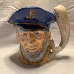 Vintage Large Ceramic Mug Sea Captain Moby Dick Whale Handle 8 " X  7"