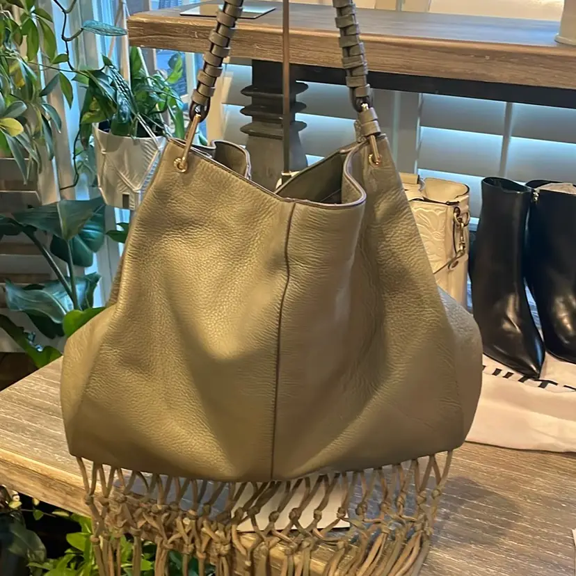 Vince Camuto Olive 🫒 Fringed Hobo Purse