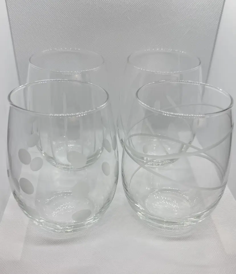 La-Z-Boy Crystal Diamond Etched Stemless Wine Glasses