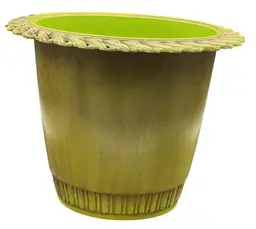 Vintage Avocado Green Ornate Scroll Large Trash Can Syroco 11.5"H x 13"W