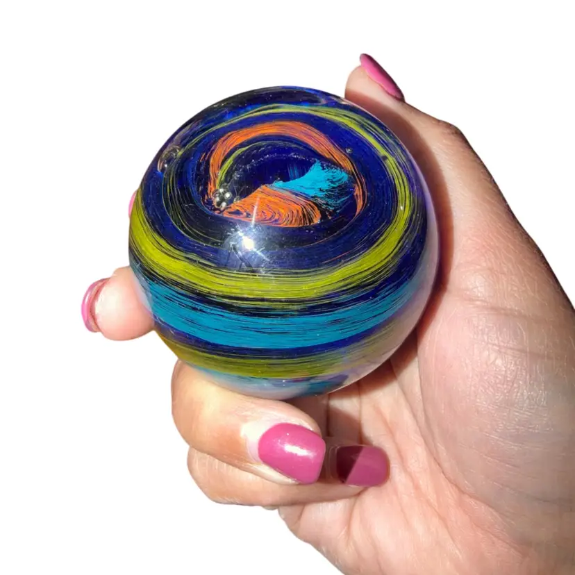 Gorgeous Multi Color Swirl Glass Paperweight