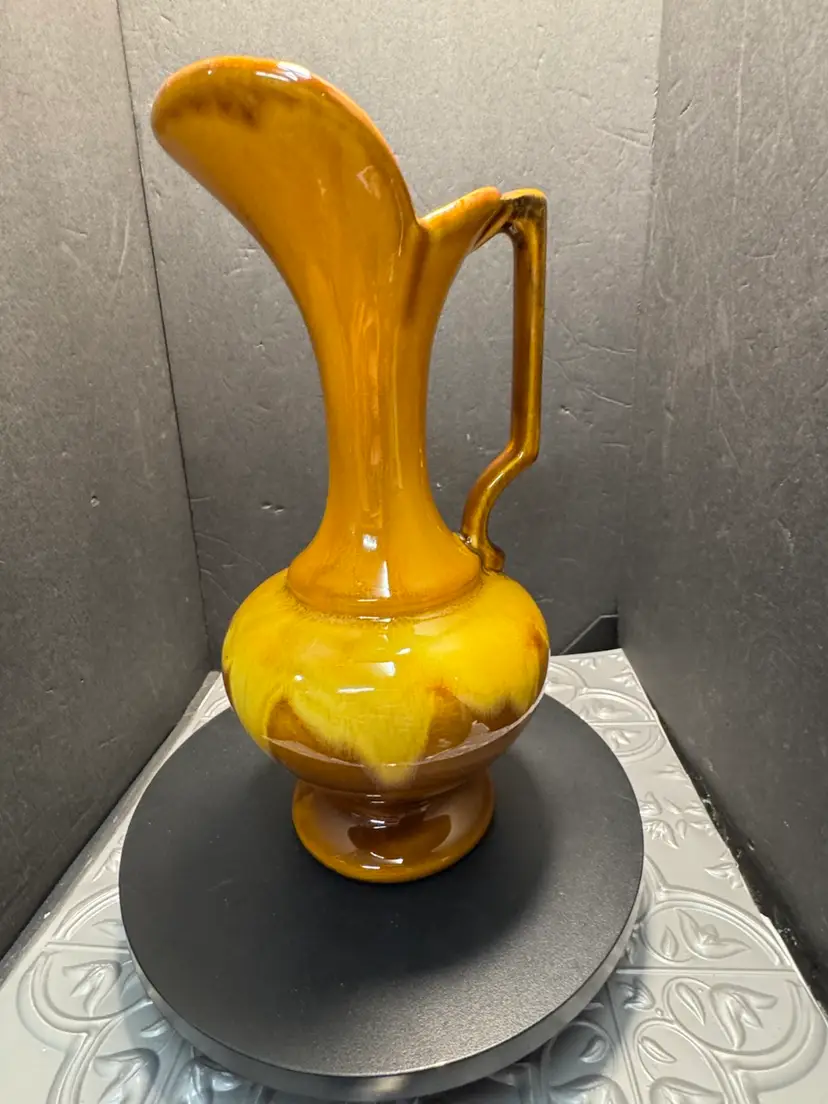 Vintage Haeger USA Yellow/Brown Glazed Water Jug