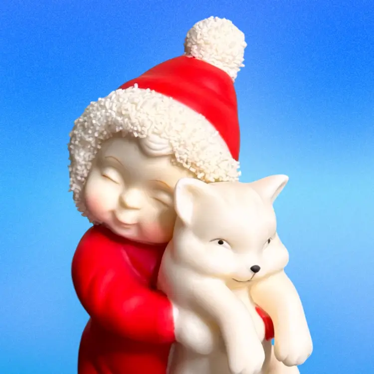 Snowbabies Figurine Babies On The Farm “Totally Huggable”  W/Box  & Tag  Bisque Porcelain White & Red 2002 Department 56
4-1/2” T x 1-3/4” L x 1-3/4” W