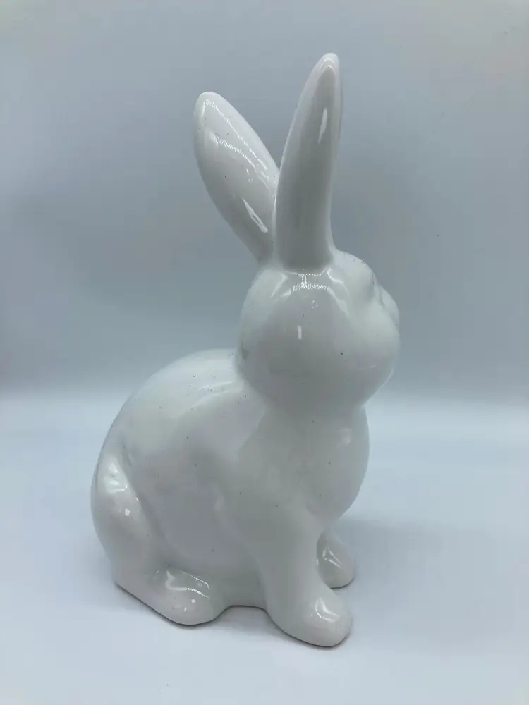 White Ceramic Sitting Rabbit / Bunny Decor