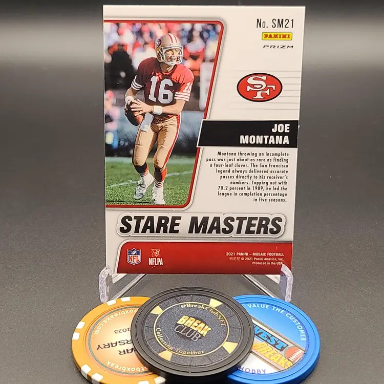 Joe Montana 2021 Panini Mosaic Stare Masters Insert Silver Parallel Card #SM21 - San Francisco 49ers Football Card