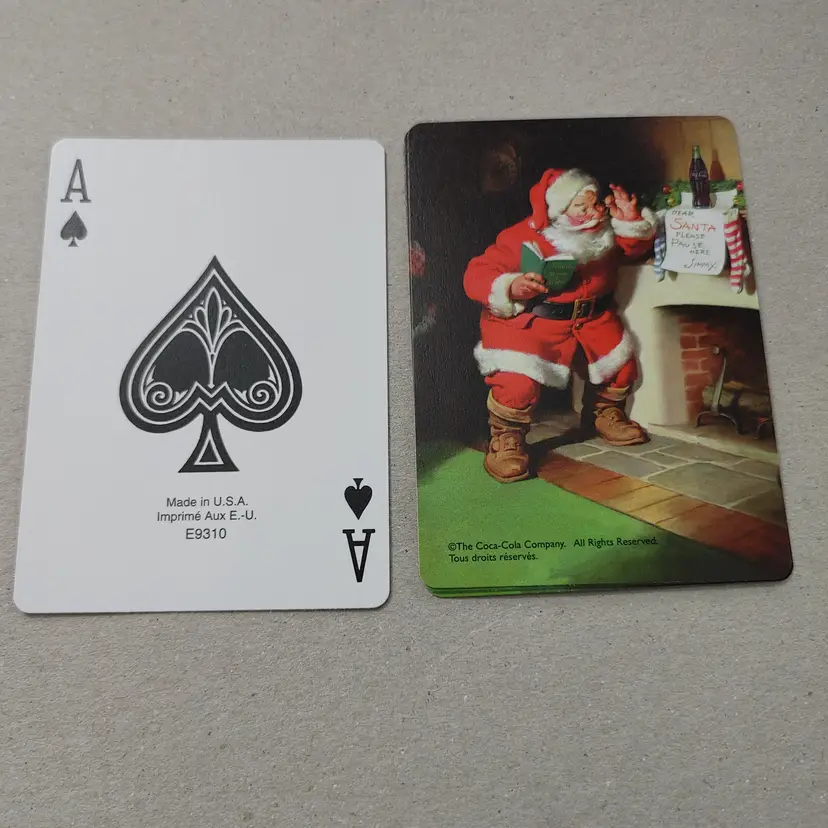 1 Single Swap Card - Playing Card. Coca-Cola Santa by Fireplace. Dimension 2.5 x 3.5. Read description.