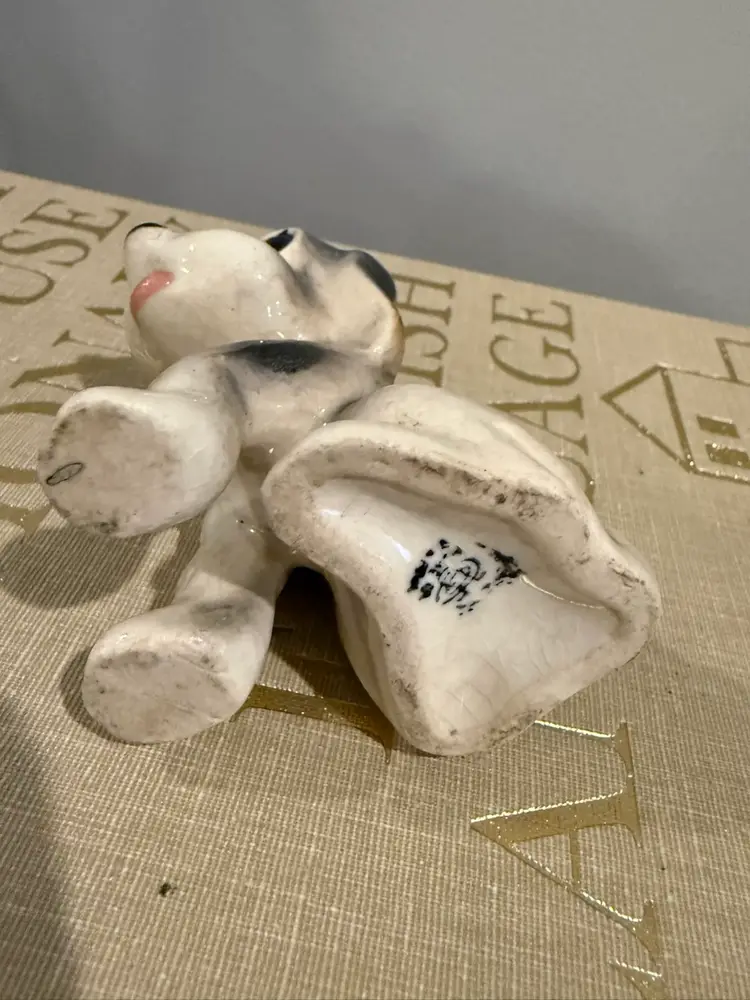 Black & White Cartoonish Porcelain Dog Figurine