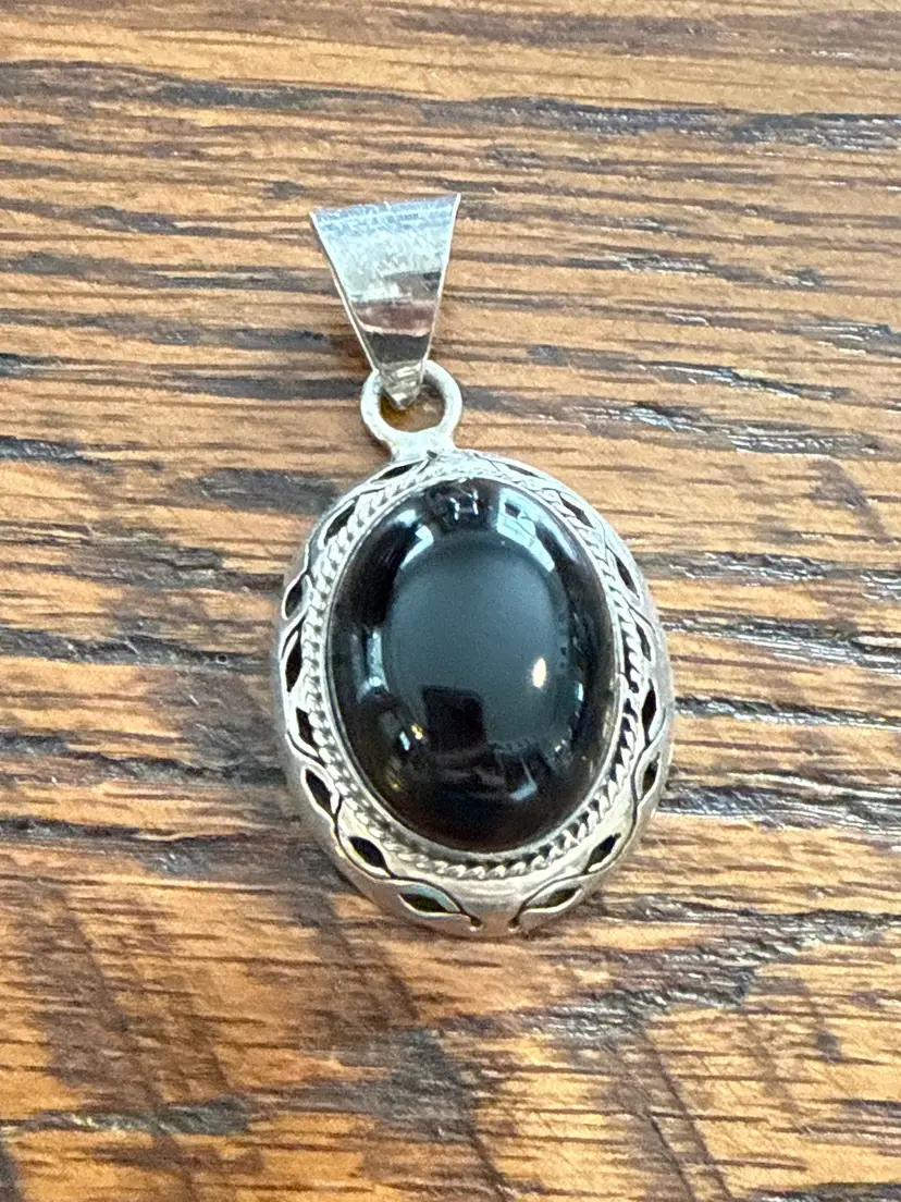 Onyx 925 Sterling Silver Large Pendant - Mexico