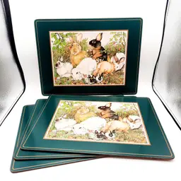 Pimpernel Bunny Rabbit Cork Backed Placemats Set of 4
