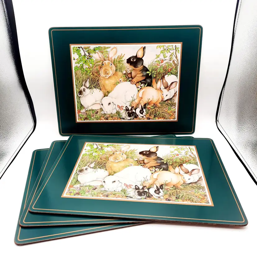 Pimpernel Bunny Rabbit Cork Backed Placemats Set of 4