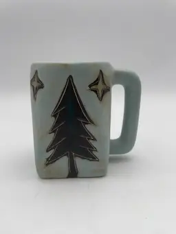 Signed Mara Mexico Square Mug With Pine Trees