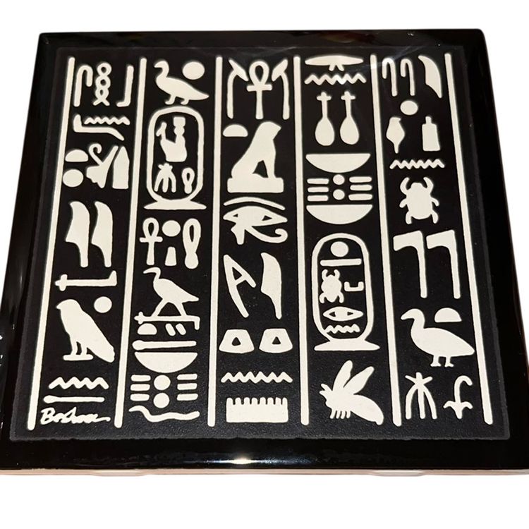 Vintage Besheer Art Tile Heiroglyphic Egyptian 6” Square Trivet Tile Wall