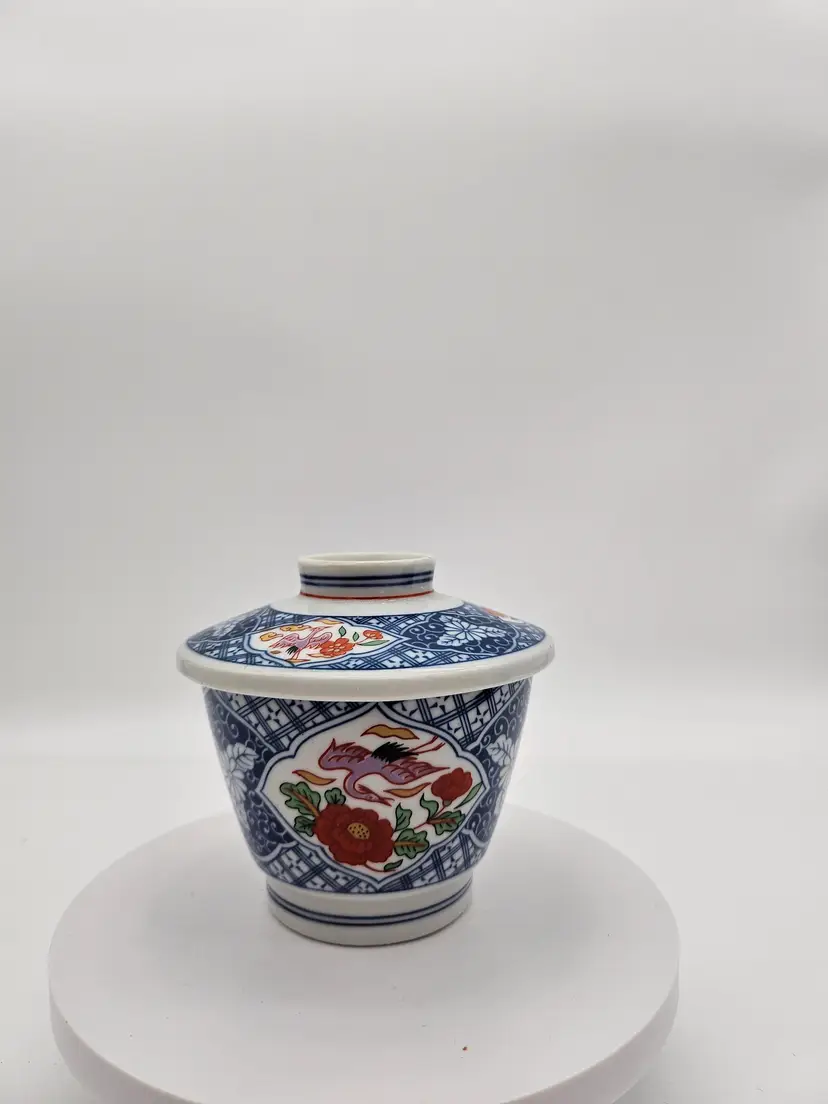 Japanese Porcelain Donburi Rice Bowl w/ Lid MANN Japan Lidded Trinket Dish READ