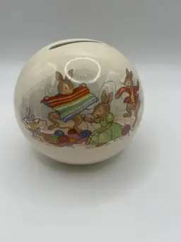 Royal Doulton Bunnykins Ball Bank Bunnies Playing Yarn