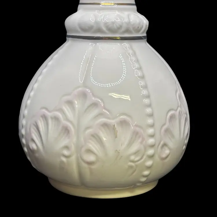 Belleek Ireland Rossmore Vase Pink Scallop Design 9"