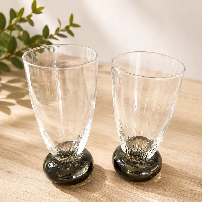 Vintage Handblown Art Glass Tall Tumblers-Thames Glass Newport RI