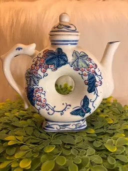 Porcelain Donut Shaped Teapot - Blue